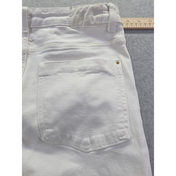Zara Womens White Wide Leg Frayed Hem Denim Jeans High Rise Size 8 - Picture 16 of 16